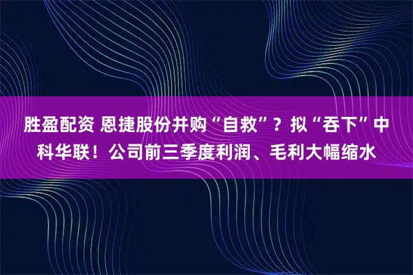 胜盈配资 恩捷股份并购“自救”？拟“吞下”中科华联！公司前三季度利润、毛利大幅缩水